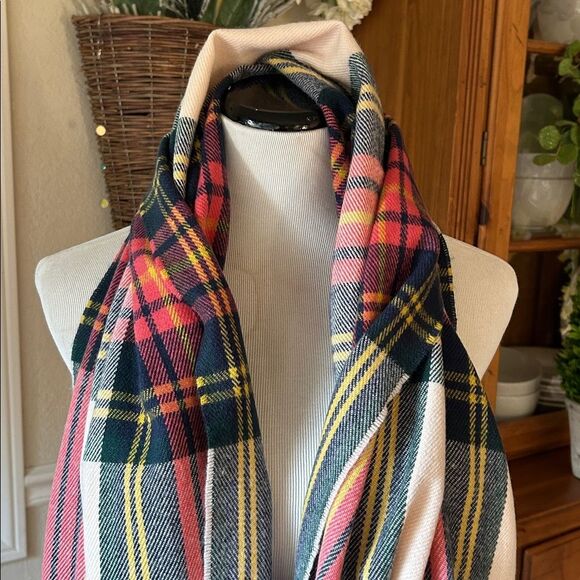 Plaid Multicolor Scarf Wrap With Arm Holes - Picture 2 of 6